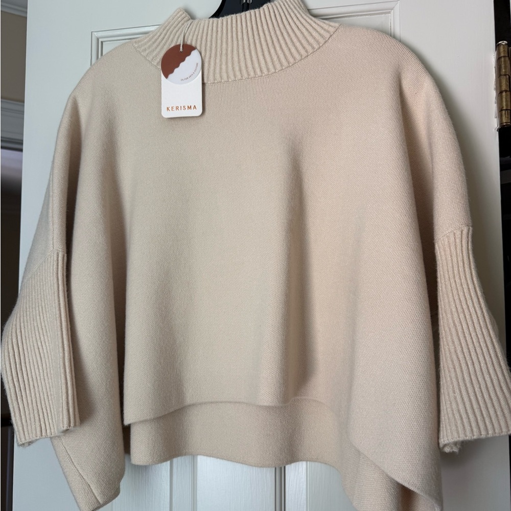 Kerisma Cropped Mick Neck Oversized Sweater in Ecru/Cream - One Size